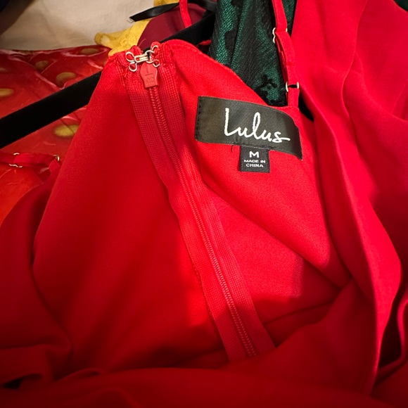 NWT LULUS Cherry Red Criss Cross Bodice Cutout Surplice Wide Leg Jumpsuit - Picture 7 of 13